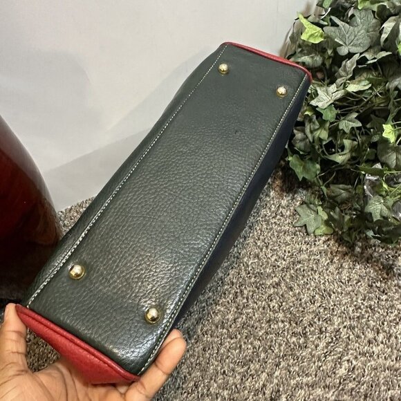 La Tour Eiffel 1887 Leather Color block Satchel Handbag red blue green brown - Picture 7 of 13